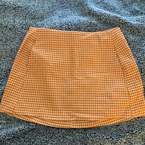 Orange Gingham skirt - urban outfitters